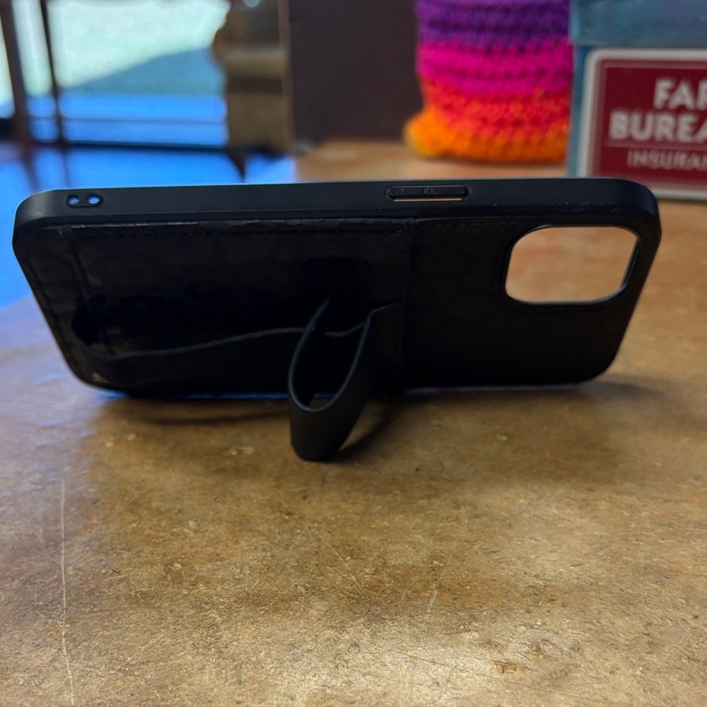 Walli Black Animal Pattern Phone Case with Stand and card holder - Picture 3 of 4